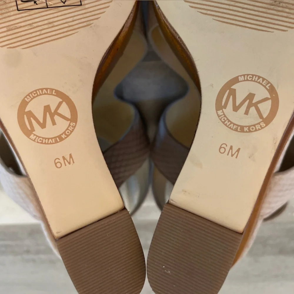 Michael Kors Josephine Snakeskin Embossed Wedge Open Toe Heels Sandals Size 6 - Picture 11 of 11